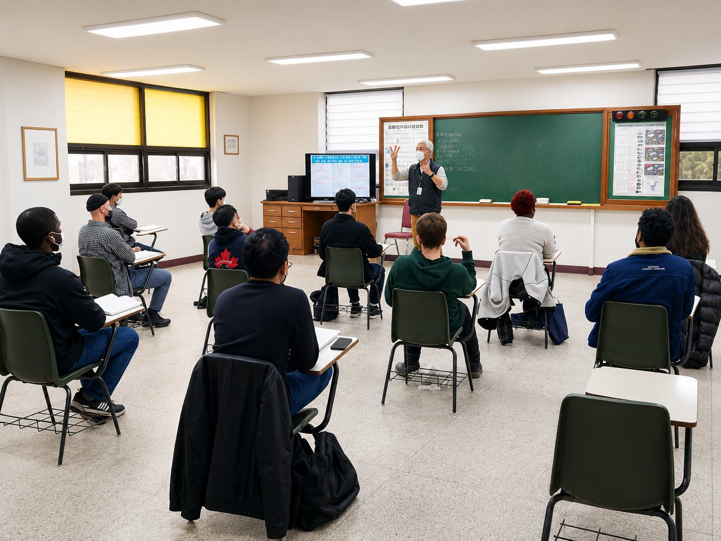 English theory class for foreigners in progress at Anyang Driving School