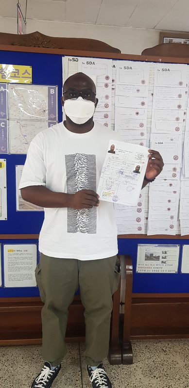 Foreign student at the SDA Anyang campus after completing the Korean licence course